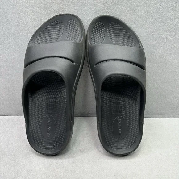 OOFOS OOahh Womens Size 10 Sandals Black Recovery Lightweight Comfort Slides - Picture 6 of 8